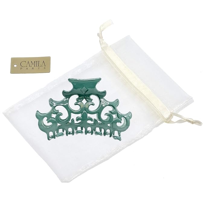 Camila Paris CP2403 French Hair Clip for Women, Large Green, Antique, Girls Hair Claw Clips Jaw Fashion Durable and Styling Hair Accessories for Women, Made in France