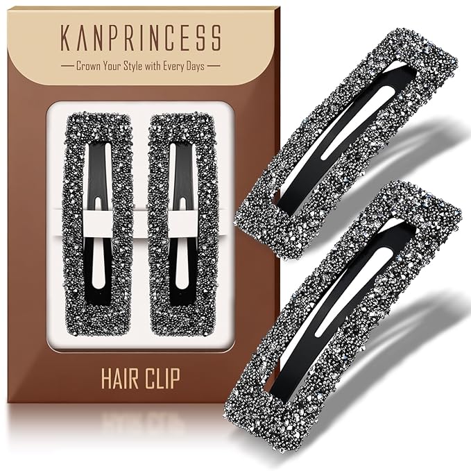 Rhinestone and Crystal Hair Clips 2-Pack, Sparkly Barrettes & Elegant Bling Accessories for Women & Girls(Set10)