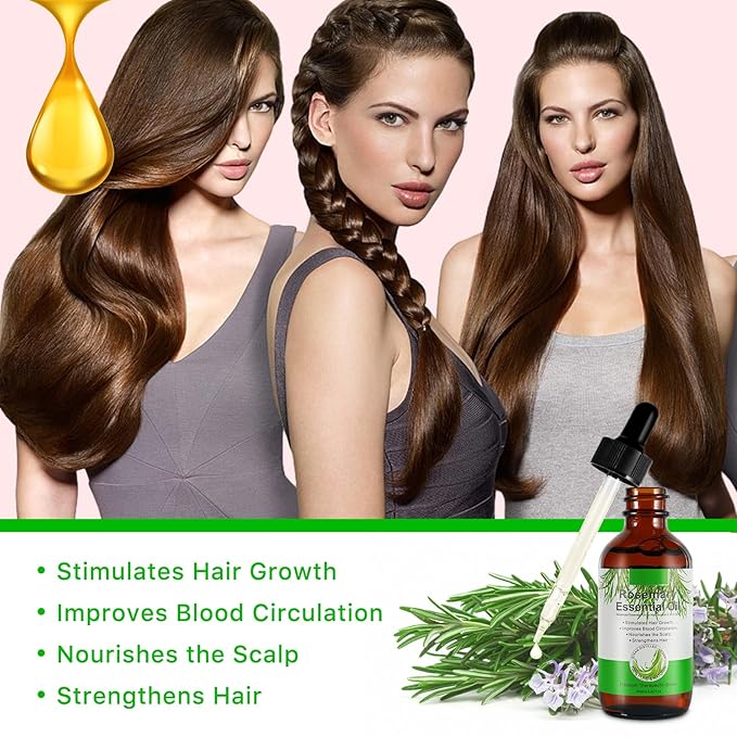 Pure Rosemary Essential Oils, Hair Growth Scalp Oil for Dry Damaged Hair(2.02 Fl Oz)