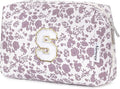 Narwey Birthday Gifts for Teen Girls Kids Women Personalized Initial Floral Makeup Bag Cute Cosmetic Trendy Stuff 6 8 10 11 12 13 14 16 18 Years Old Travel Toiletry Bag (Little Dusty Pink Flower S)