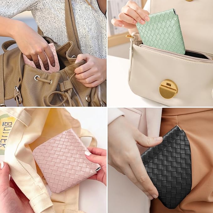 BUSOHA 4 PCS Small Makeup Bag for Purse, Mini Portable Cosmetic Bags for Women, Weave Coin Purse Lipstick Cosmetic Accessories Organizer, Small Travel Kit Storage Pouch