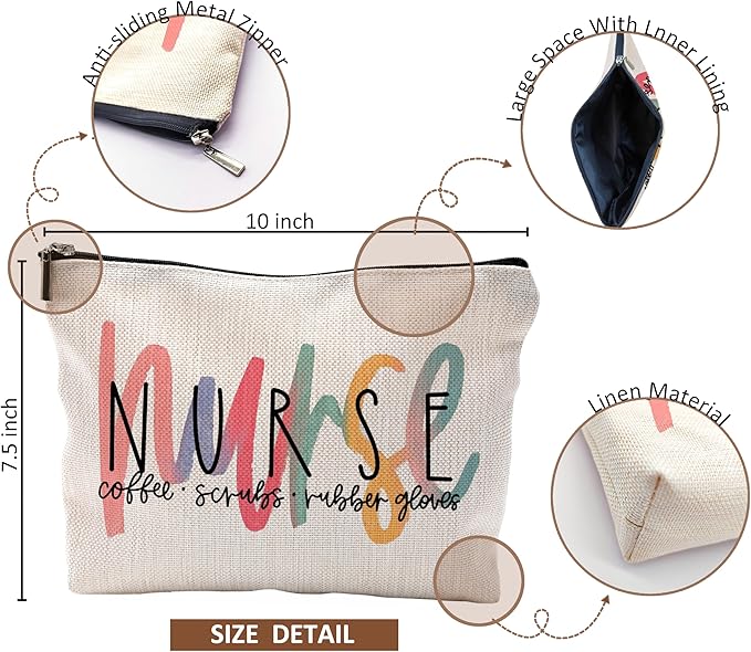 Nurse Makeup Bags - Cosmetic Bags With Zipper for Women & Nursing Students