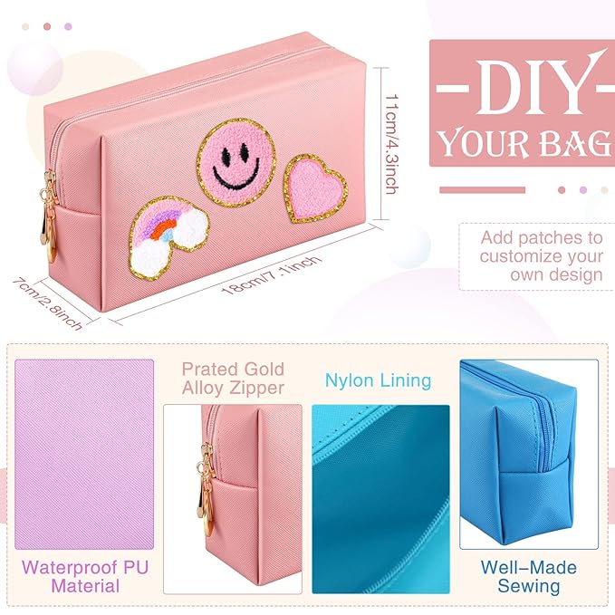 Sanwuta 9 Pcs Makeup Bags Bulk PU Double Zippers Cosmetic Bag Makeup Toiletry Christmas Small Pouch Portable Travel Organizers Case for Women Bridesmaid Party End of The Year(Vintage Colors)