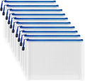 AUSTARK 10 Pcs Zipper File Bags, Waterproof Plastic Mesh Pouch for Office School, Board Game Storage Bags (B5 Size 11.4''x8.2'', White and Blue)