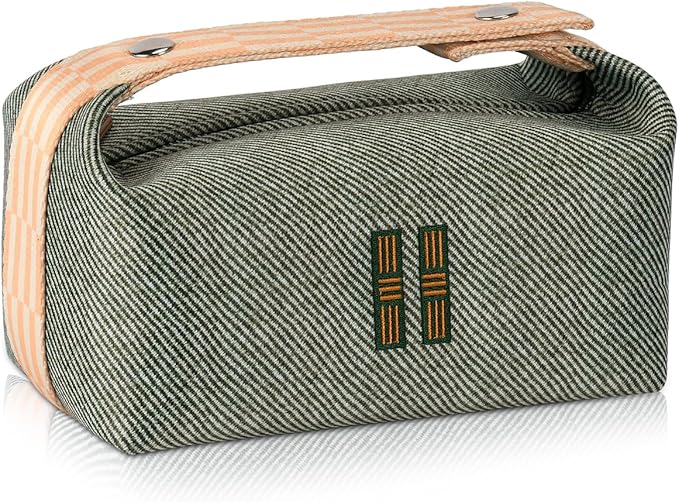 Fashion Makeup Bag for Women, Orange Red Canvas Make up Travel Bag, Hanging Cosmetic Bag Organizer for Wome