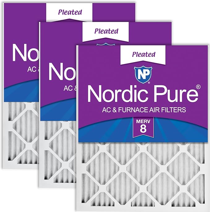 Nordic Pure 14x25x1 Pleated MERV 8 Air Filters 3 Pack by NordicPure