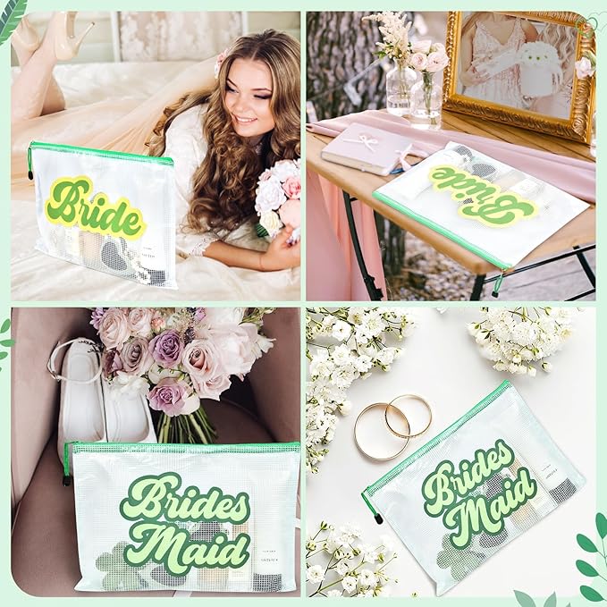 SOIDRAM 6PCS Bridesmaid Makeup Bag Clear Zippered Bag Bridesmaid Proposal Gifts Cosmetic Pouch for Wedding Party Favors Bachelorette Party Decorations Toiletry Organizer Bag Cosmetic Case Gift