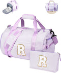 Gifts for Teenage Girl, Girls Travel Duffle Bag, Kids Initial Overnight Duffel Bags with Shoe Compartment, Personalized Dance Bag with Cosmetic Pouch, Holiday Gift for Grandkids (Letter R)