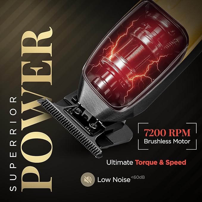 Fagaci Professional Zero Gapped Trimmer for Men, 5X Longer Sharpness Cordless Beard Trimmer for Men, T Liners Professional Trimmers for Barbers with Brushless Motor, Zero Gap Trimmers Barber T Blade