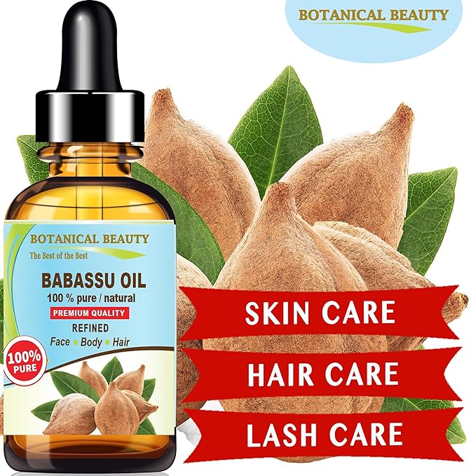 Botanical Beauty BABASSU OIL 100% Pure Natural REFINED Cold-Pressed Carrier Oil 1 Fl oz 30 ml for Face, Skin, Body, Hair, Lip, Nails. Rich in Vitamin E, Vitamin C