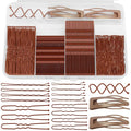 Bobby Pins Set Brown – Hair Kit with U Shape Pins, Spiral Pin & Snap Clips, for Women & Girls, Ideal for Buns, Updos, Weddings & Parties