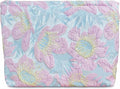 STARDW Aesthetic Floral Makeup Bag Cute Small Cosmetic Bags for Women Girls, Travel Toiletry Bag Large Capacity Zipper Makeup Pouch, Purse Organizer Pouches (Embossed Flower)