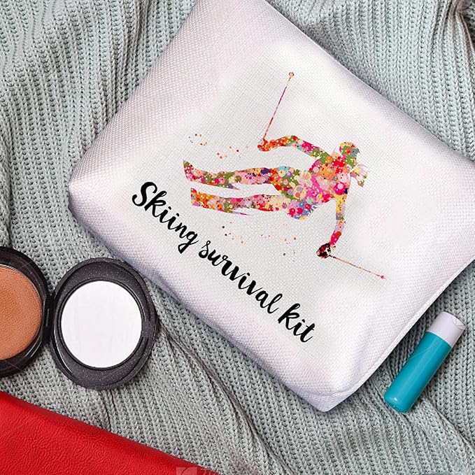 Skiing Survival Kit Ski Themed Makeup Bag - Essential for Skiing Survival Fashionable and Portable Beauty Storage Bag Gifts for Skiers Women