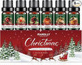 Christmas Fragrance Oil Set, 6 Premium Christmas Essential Oils for Diffuser, Candle Making - Caramel Pumpkin Swirl, Apple Cinnamon, Merry Berry Christmas, Christmas Fireplace Scented Oil Gift Set