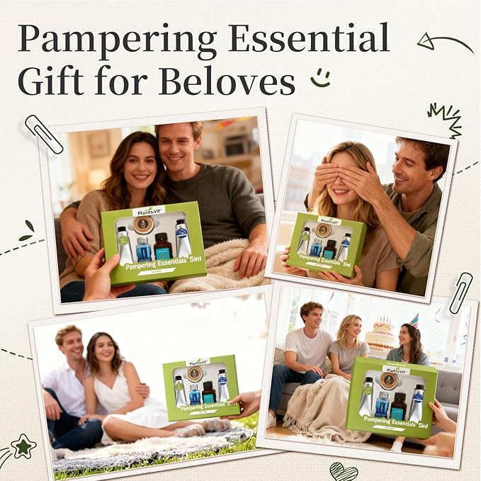 Pampering Gift for Women - Self Care Christmas Gifts Set, 5 Travel Size Essentials, Moroccan Argan Oil, Beef Tallow, Avocado Oil, Shea Butter, Bath Salt, Hair & Hand Repair, Foot Cream