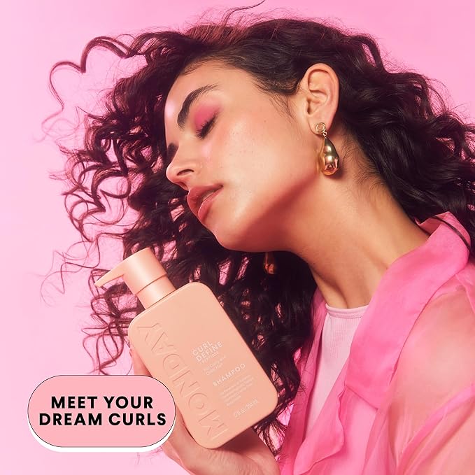 MONDAY HAIRCARE Curl Define Shampoo + Conditioner Set (2 Count) 12 oz Each Nourishes Curls, Tames Frizz, Coconut Oil and Shea Butter Enhance Shine, 100% Recyclable Bottle