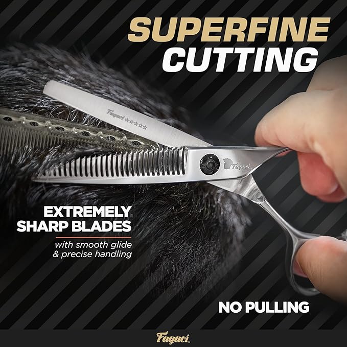 Fagaci Professional Thinning Shears & Hair Clippers for Barbers with Precise Cutting, Turbo Cordless Hair Clippers for Men Professional, Thinning Scissors, Hair Shears, Barber Scissors