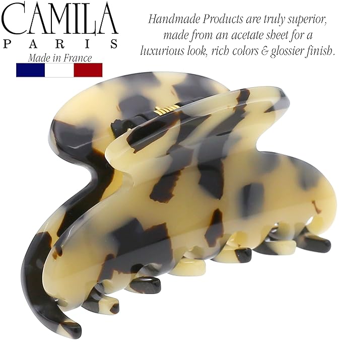 Camila Paris CP3060 French Hair Clip for Women, Handmade, Ivory Tokyo, Small, Girls Hair Claw Clips Jaw, Durable Styling Hair Accessories for Women, Strong Hold Grip, Made in France