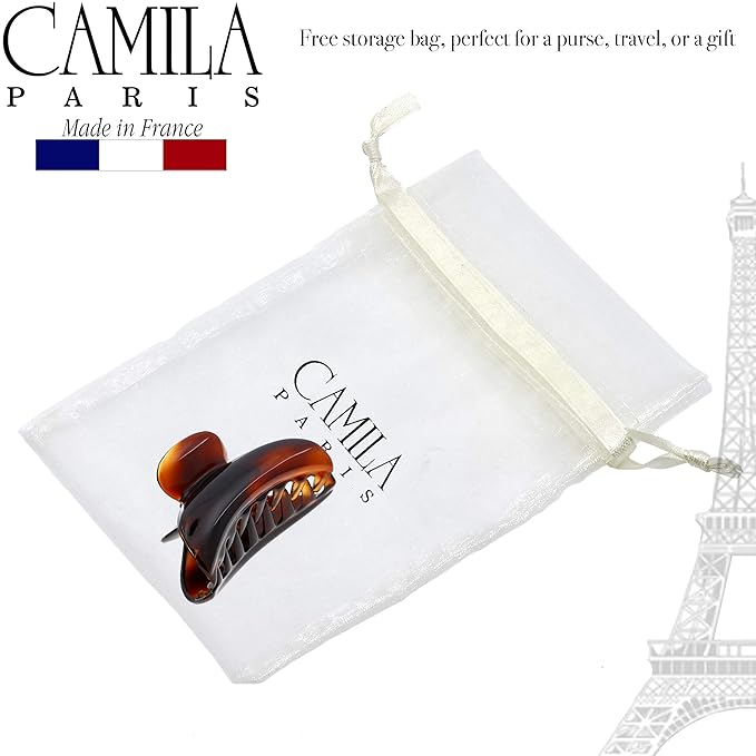 Camila Paris MP3 French Hair Clip for Women, Girls Hair Claw Jaw. Tortoise Shell Fashion Durable and Styling Hair Accessories for Women, No Spring Grip Link System, Strong Hold No Slip, Made in France