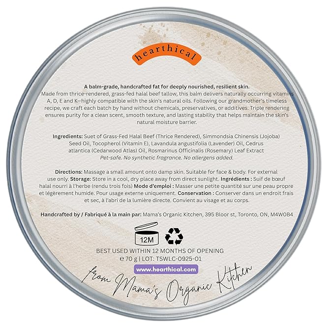 Halal Grass Fed Beef Tallow For Skin – 70g Organic Beef Tallow Moisturizer – Beef Tallow Face Moisturizer & Beef Tallow Face Cream – Pure Beef Tallow Balm with Lavender & Cedarwood