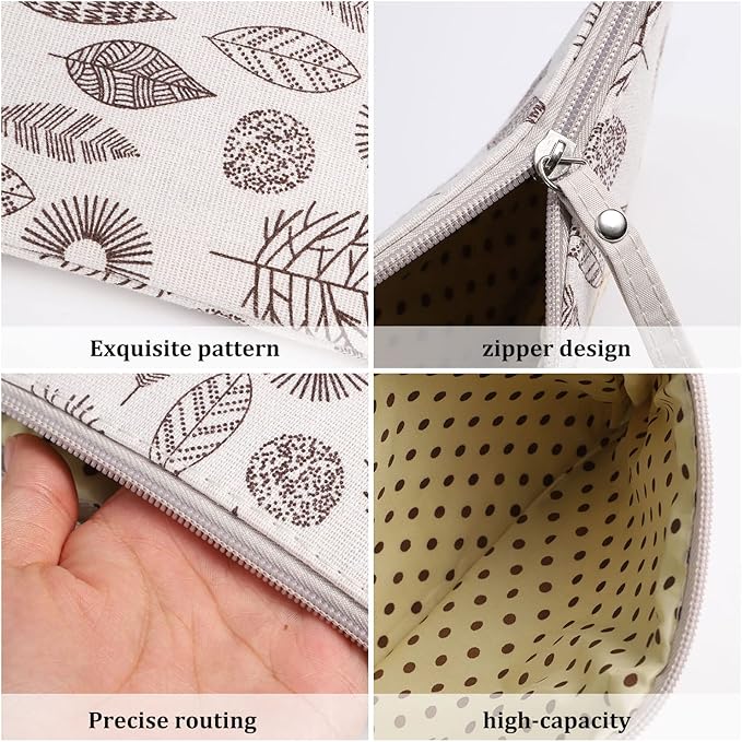 SUMAJU 4 Pcs Canvas Cosmetic Bag, Multi-Function Travel Makeup Bag Cosmetic Pouch with Zipper Travel Toiletry Bag Travel Size Toiletries Christmas Gifts Stocking Stuffers for Women