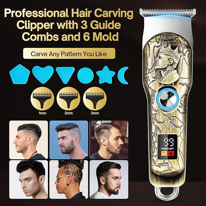 Professional Hair Clippers for Men Clippers and Trimmers Set, Cordless Hair Clippers, Haircutting Machine with Led Display for Barber Mens Grooming Kit