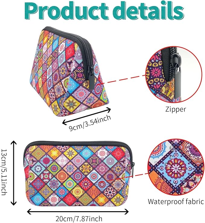 Cosmetic Bag Waterproof Neoprene Zipper Pouch Travel Portable Toiletry Makeup Bags Organizer Case for Women and Girls