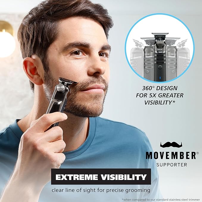 Wahl USA Pro Series High Visibility Skeleton Style Trimmer, Lithium-Ion Cordless USB Rechargeable All in One Shaving & Close Cutting Beard Trimmer for Men with Near Zero Gap Blade – 3026018