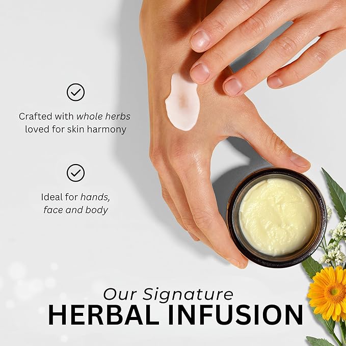 Organic Beef Tallow for Skin – USDA-certified Whipped Tallow Balm for Skin Face and Body with Jojoba Oil and Cocoa Butter – Unscented and Herb-Infused – 2 oz.