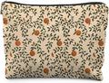 Vintage Citrus Orange Makeup Bag, Boho Botanical Cosmetic Bags for Women, Fruit Makeup Bag, Fruit Lover Gifts, Orange Gifts for Women Cosmetic Bag Toiletry Bag