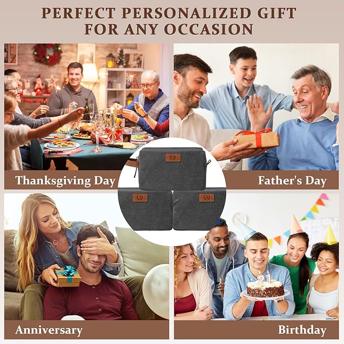 Janhavi Waterproof Makeup Bag Traveling,Groomsmen Gifts,Men's Accessories Case, Cruise Essentials Travel Bag, Engraved Initials & Wheat Ear, Mens Travel Bag Toiletry, Travel Essentials (Dark Grey Y)