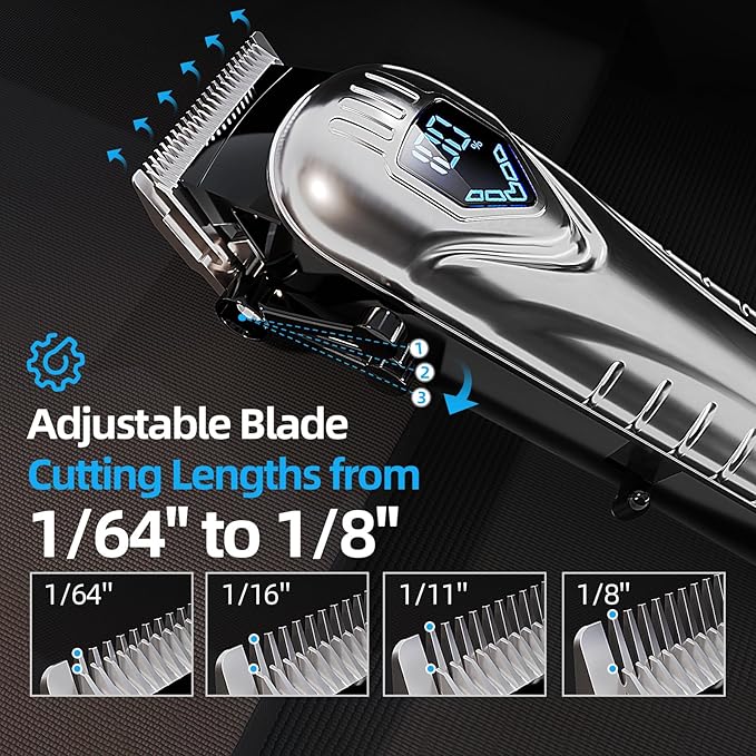 Chicclly Professional Hair Clippers for Men&Women, Low Noise Hair Cutting Kit with 10 Color Combs, LED Display, Gifts for Men, 5H Cordless Clippers and Trimmers Set with Scissors,Cape
