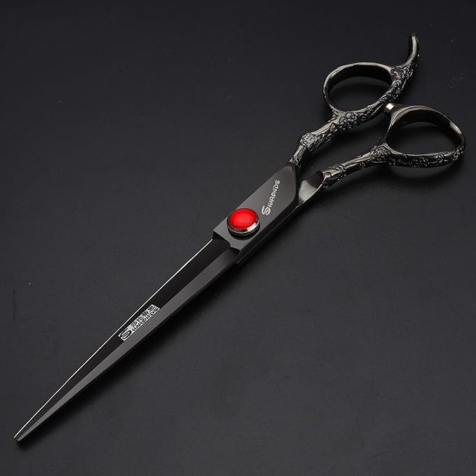 6/7/8-Inch Professional Hair Scissors Haircut Rose Pattern Hair Scissors Styling Tools Japanese Stainless Steel Scissor Set (7-inch cutting scissors-B)