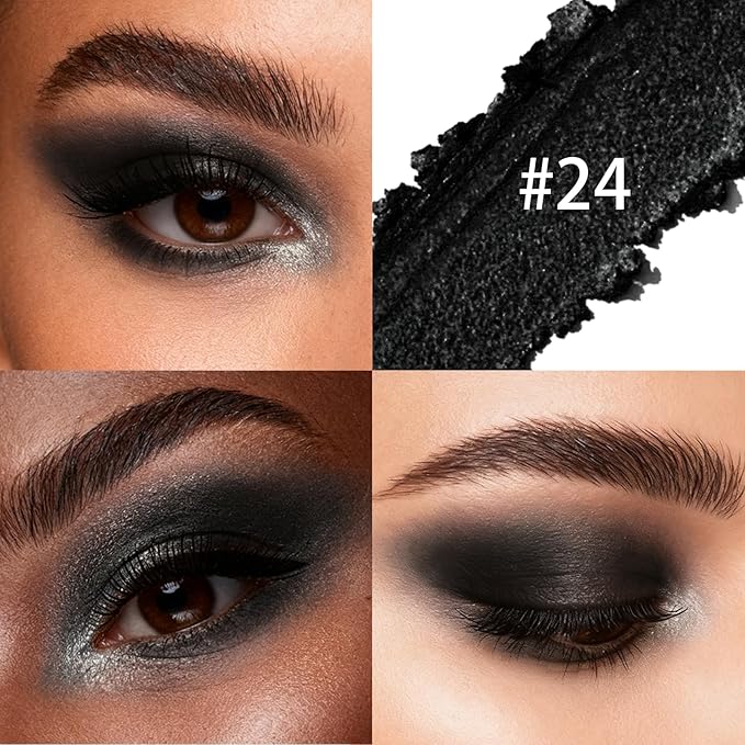 Matte Cream Eyeshadow Stick, Waterproof Eye Shadow Stick, Long-Lasting and Blendable High Pigmented Single Eyeliner Makeup for Women, 24 Black
