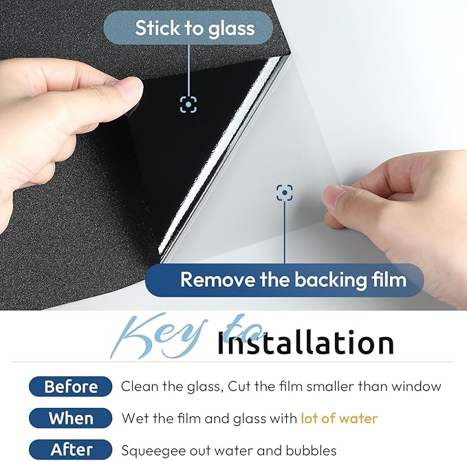 rabbitgoo Blackout Window Film, Sun Heat Blocking Privacy Cover for Glass, Removable Opaque Room Darkening Dark Black Out Window Covers Tint Shades for Home Day Sleep Light Blocker 23.6 x 78.7 Inches