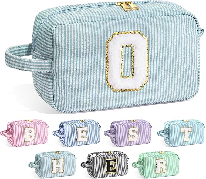 YOOLIFE Bridesmaid Proposal Gifts - Bridal Shower Gifts, Bridesmaid Gifts for Wedding Day, Initial Makeup Bags for Women, Green O