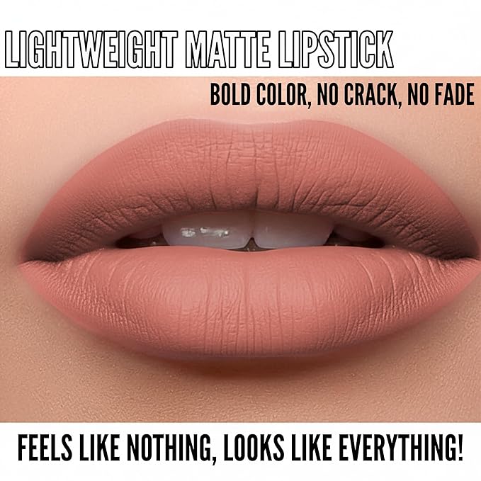 Mynena Peachy Pink Long Lasting Lipstick for Women Waterproof & Transfer-Proof | Hydrating with Shea Butter | Bold Pigment Matte Color Lip Stain | Talc-Free & Vegan Product that Performs | Gala