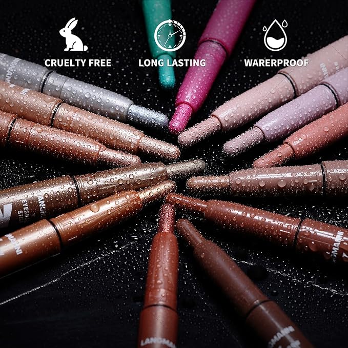 LANGMANNI Eyeshadow Stick, 6 PCS Waterproof Multi-Color Eyeshadow Pen Set, Creamy Long-Lasting Eye Makeup Kit, Natural & Shimmer Shades Contour Stick, Perfect Gifts For Women (#E)