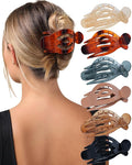 AWAYTR 6Pcs Upgrade Large Flat Hair Claw Clips for Women Girls, 5" Non-slip Duckbill Hair Clips for Long, Thick, Thin Hair, Comfortable for Driving & Lying Down (Glossy (Mix))