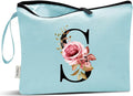 Vavabox A-Z Personalized Makeup Bag, Birthday Gifts for Women Mom, Gifts for Best Friend, Bride Bridesmaid Cosmetic bag (S, Green)