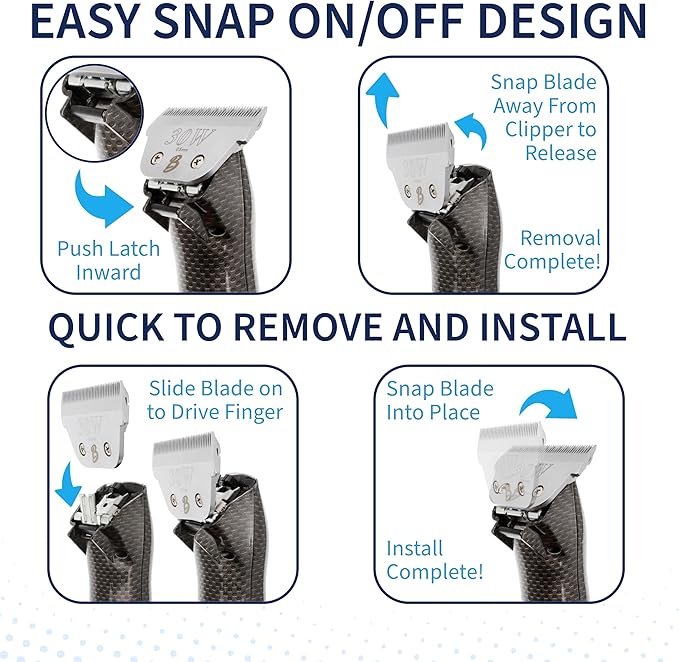 Detachable A Series Wide 15 Blade Dog Grooming Cut Length 3/64" - 1.0mm Japanese Carbonized Steel Wide Blades 15 Clipper Blades and Dog Clipper Blades 15 Compatible A5 Series(15W)