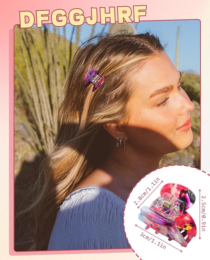 Claw Hair Clips Jaw Clamps - 12PCS Small Hair Claw Jaw Clamp for Thin Hair Styling Accessories Classic Hair Clamp for Women Girls (Flower#1)