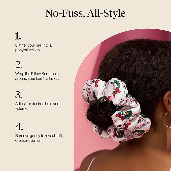 The Grinch x Kitsch Pillow Satin Scrunchies for Women - Hair Ties No Damage, No Crease Hair Accessories | For Day or Night Use | Ideal Gifts for Women - 2pcs