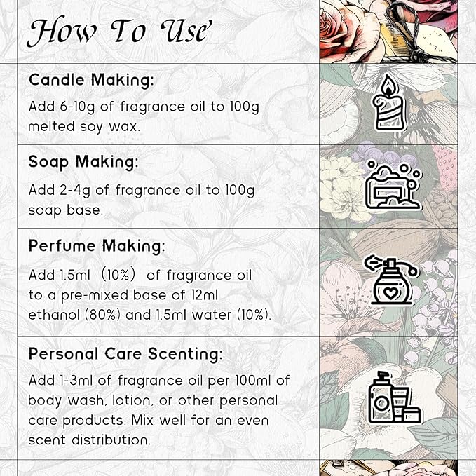 HIQILI Feral Rose Fragrance Oil for Candle Making, Inspired by Gr-Lain ROS.B-Bare, DIY Scented Body Oils, Home Luxury Scents for Essential Oil Diffuser - 1 Fl Oz