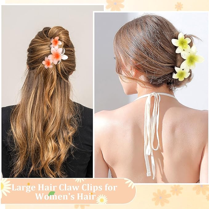 Ondder 4 Pcs Flower Hair Clips for Women Big Flower Claw Clips Large Matte Hair Clips for Thick Hair Non Slip Strong Hold Jaw Hair Clips for Women's Hair Flower Hair Accessories for Women Girls