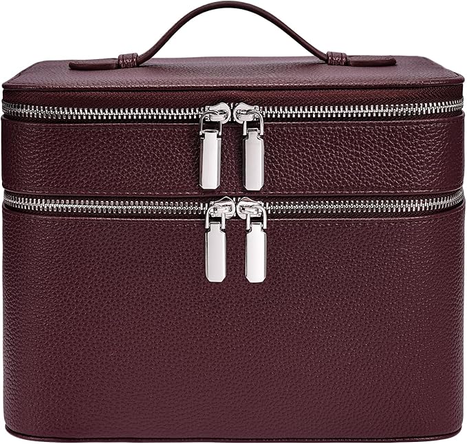 Makeup Case, Large Capacity Waterproof Double Layer Cosmetic Bag with Removable Divider, Double Compartment Brush Organizer, Multi-functional Travel Organizer