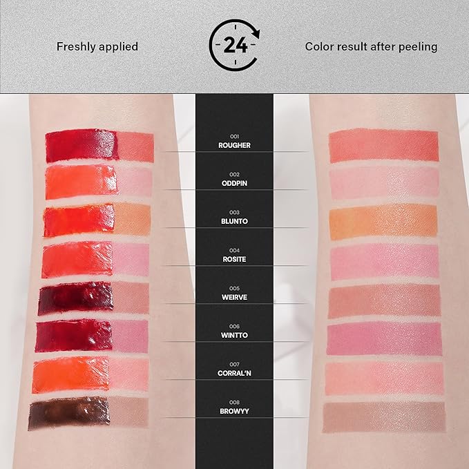Liptique Korean Lip Stain Peel Off - 24 Hour Long Lasting Lip Tattoo, Waterproof & Transfer Proof, Nourishing & Hydrating Lip Tint for Women, Instant Plumping Lip Tints Peel Off (008 BROWYY)