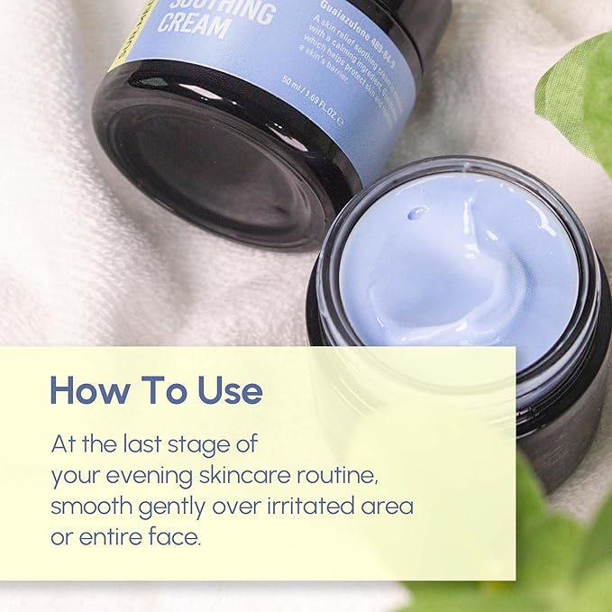 SURMEDIC AZULENE Moisturizing Soothing Cream, Calming Cream for Sensitive Skin, Daily Facial Moisturizer for Barrier Repair, Blemish Relief Care, Korean Skincare 50ml, 1.69 oz