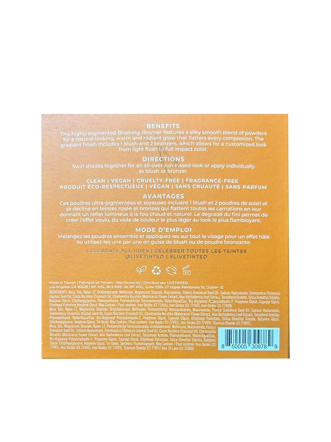 Live Tinted Huebeam Jumbo Gradient Blushing Bronzer - Lightweight, Highly-Pigmented, Buildable & Blendable - Sunkissed, Glowy, Even Toned Skin Face Blush and Bronzer - 15g / 0.5 oz