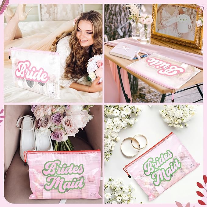SOIDRAM 6PCS Bridesmaid Makeup Bag Clear Zippered Bag Bridesmaid Proposal Gifts Cosmetic Pouch for Wedding Party Favors Bachelorette Party Decorations Toiletry Organizer Bag Cosmetic Case Gift